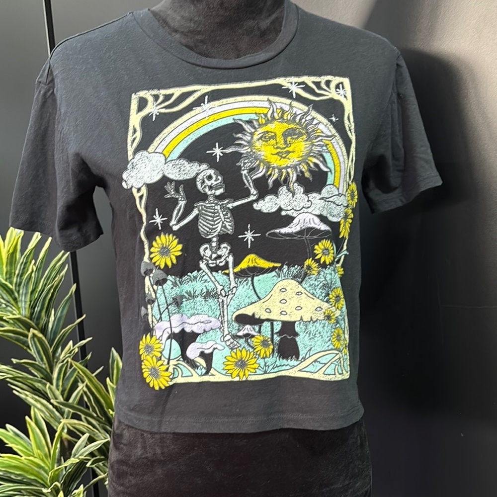 Graphic Black Tee with Colorful Print